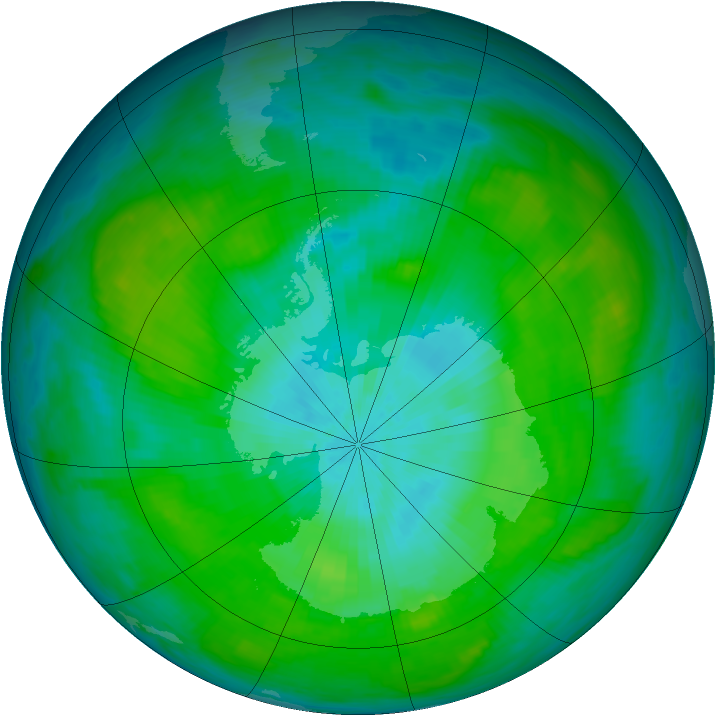 Antarctic ozone map for 22 February 1980